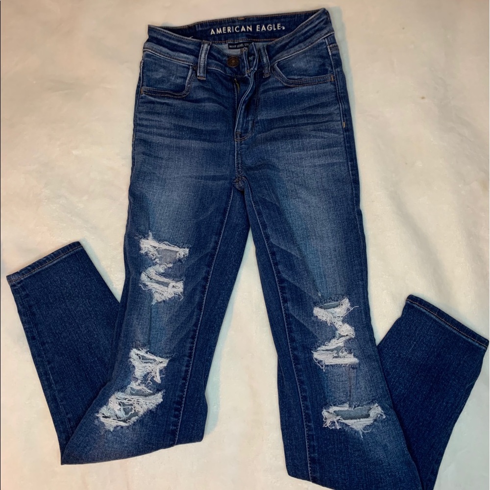 American Eagle High-Rise Dark Ripped Jeans